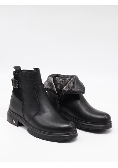 Nesilshoes Nesil Shoes Marr 860 Hakiki Deri İçi Kürklü Kadın Bot Siyah