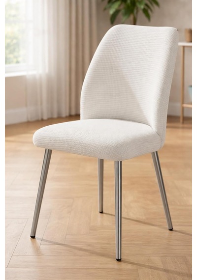 Oval Sandalye Kılıfı Büyük Oval Likralı Yıkanabilir Streç Lastikli Sandalye Örtüsü Krem Rengi Krem Diğer