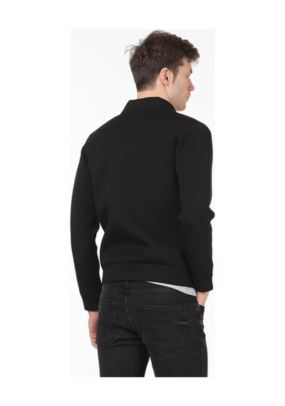 Ramsey Siyah Dik Yaka Düz Sweatshirt