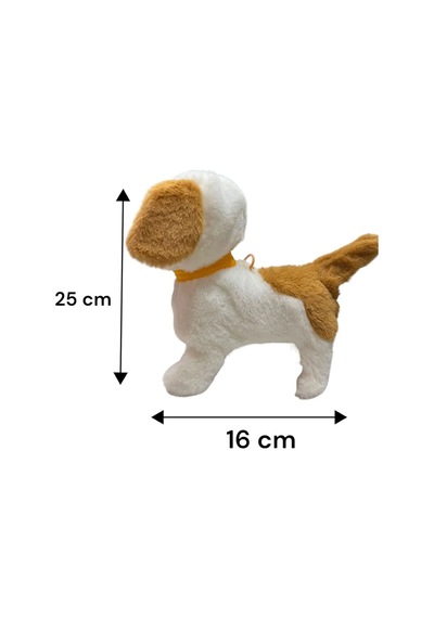 Vardem Oyuncak Tasma Kumandalı Yürüyen Havlayan Ve Kuyruk Sallayan Peluş Köpek Beyaz - Kahverengi