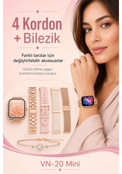 Şık Tasarımlı Mini Akıllı Saat Dört Çift Kayışlı Telefon Uyumlu Bildirim Destekli