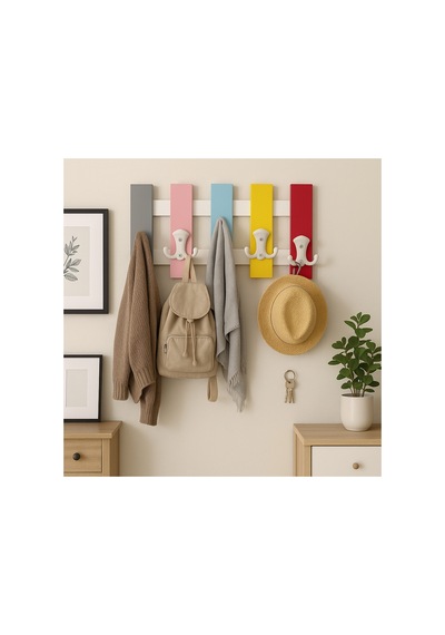 Colorhook 5 Li Renkli Duvar Askısı Çok Renkli