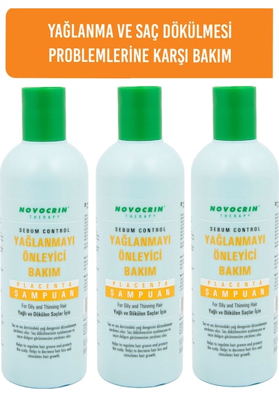 Novocrin Placenta Yağlı ve Dökülen Saçlar Şampuan 3 x 300 ML