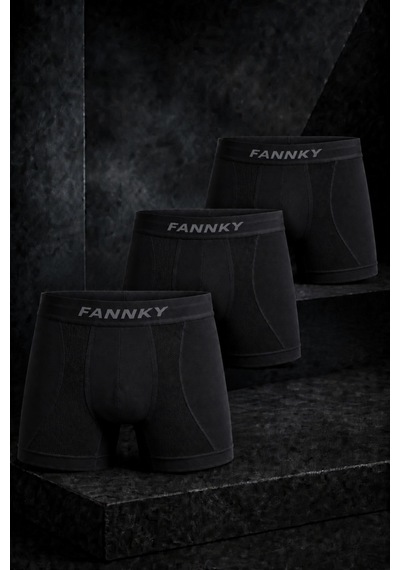 Womanandkids Night Siyah Erkek Rahat Esnek Seamless 3 Lü Boxer