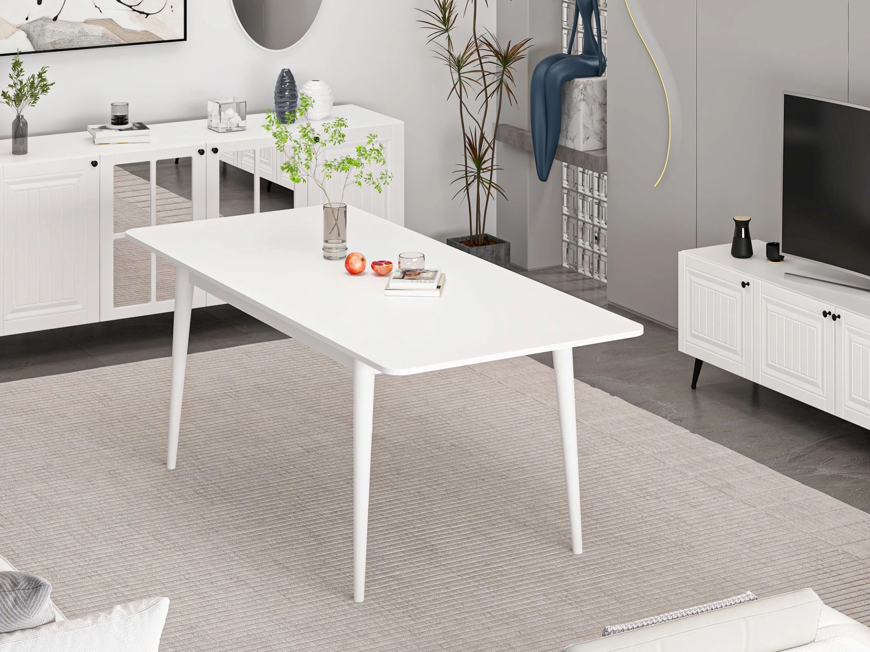 Minar Kale İlkbahar Açılır Yemek Masası Beyaz/beyaz Çok Renkli