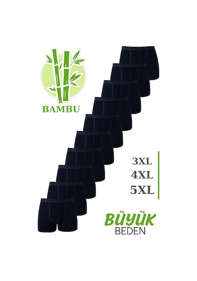 Arma Yıldız Bambu Erkek Büyük Beden Boxer Lacivert 10'lu Paket-lacivert