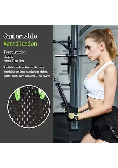 Fileli Terletmeyen Yarım Parmak Fitness Yoga Pilates Avuç İçi Kaymaz Silikon Spor Eldiven Pembe - Siyah