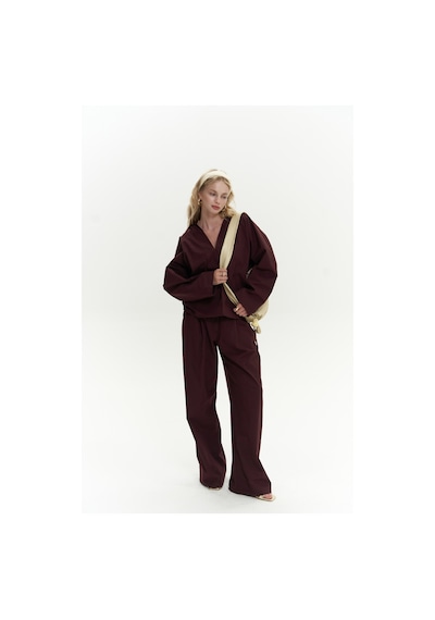 Mai Collection Mai Studios Co. Blenham Bordo Gömlek Pantolon Takım Bordo