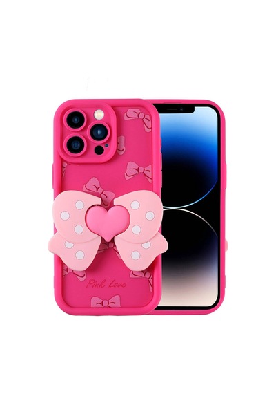 Apple  Uyumlu iPhone 14 Pro Kılıf Kamera Korumalı Figür Tasarımlı Zore Kapya Kapak-pembe Koyu Pembe Koyu