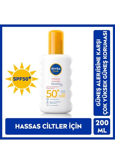 Nıvea Sun Spf50 Hassas Ciltlere Özel Çok Yüksek Güneş Koruyucu Sprey 200ml, Güneş Alerjisine Karşı Etkili,kokusuz Sku: Smg8690010401175 Açık Bej