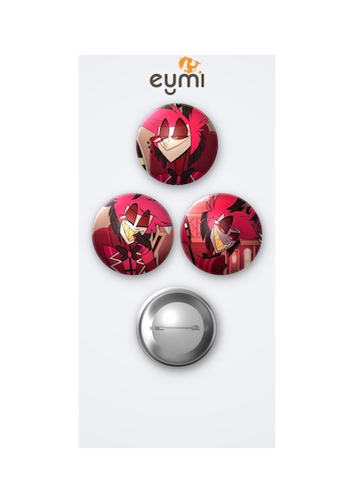 Hazbin Hotel Alastor The Radio Demon 3'lü Metal Rozet Seti 58mm İğneli Buton Çanta Yaka Rozeti Çok Renkli