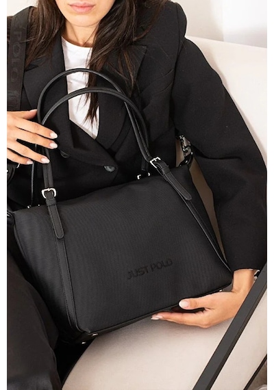 Just Polo Kadın Büyük Valiz Boy Ayarlanabilir Askılı Lüks El & Omuz Çantası Shoulder Bag Siyah