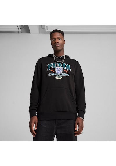 Puma Sports Legacy Graphıc Erkek Kapüşonlu Sweatshırt 629629 01 Siyah
