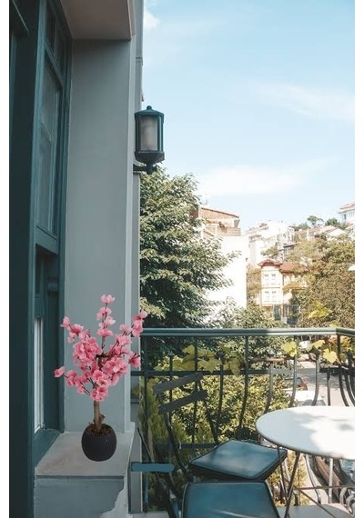 Minik Pembe Bahardalı Ağacı Masaüstü Balkon Çiçeği Yapay Çiçek