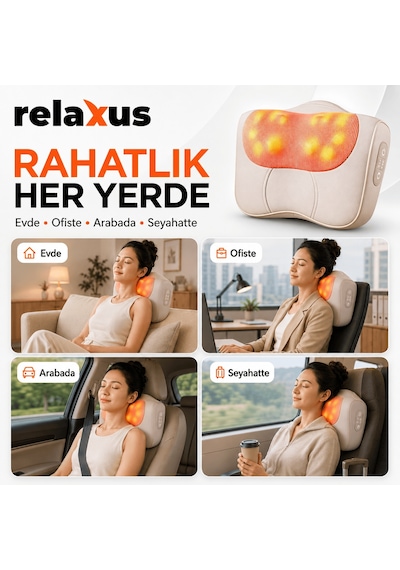 Rlx40 Taşınabilir Şişirilebilir Ovmalı Isıtmalı Masaj Yastığı Krem