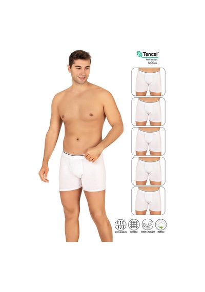 Özkan Underwear Özkan 11256 5'li Paket Erkek Premium Kumaş Modal Pamuklu Esnek Yumuşak Boxer Şort Beyaz Özkan Underwear Özkan 11256 5'li Paket Erkek Premium Kumaş Modal Pamuklu Esnek Yumuşak Boxer Şort Beyaz
