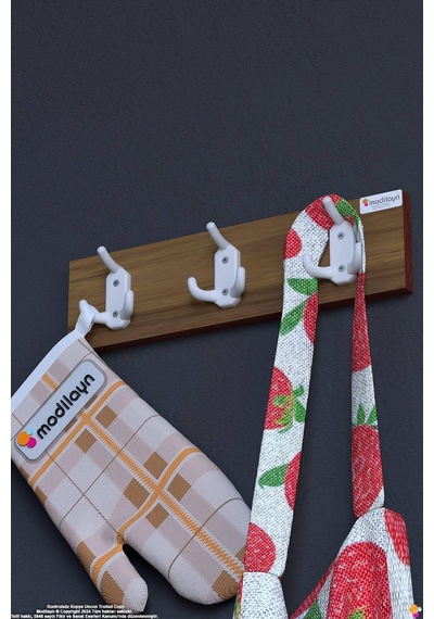 Arı 9 Kancalı Mutfak Askısı 3'lü Set 36,4x9,6 Cm - Şık Tasarım, Çok Amaçlı Düzenleyici Ve Yer Tasarrufu 40 Cm