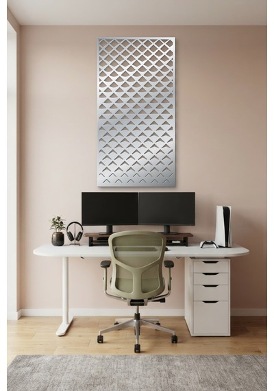 Pul Dekoratif Panel Metal Duvar Tablosu - Duvar Sanatı - Duvar Dekoru - Gümüş