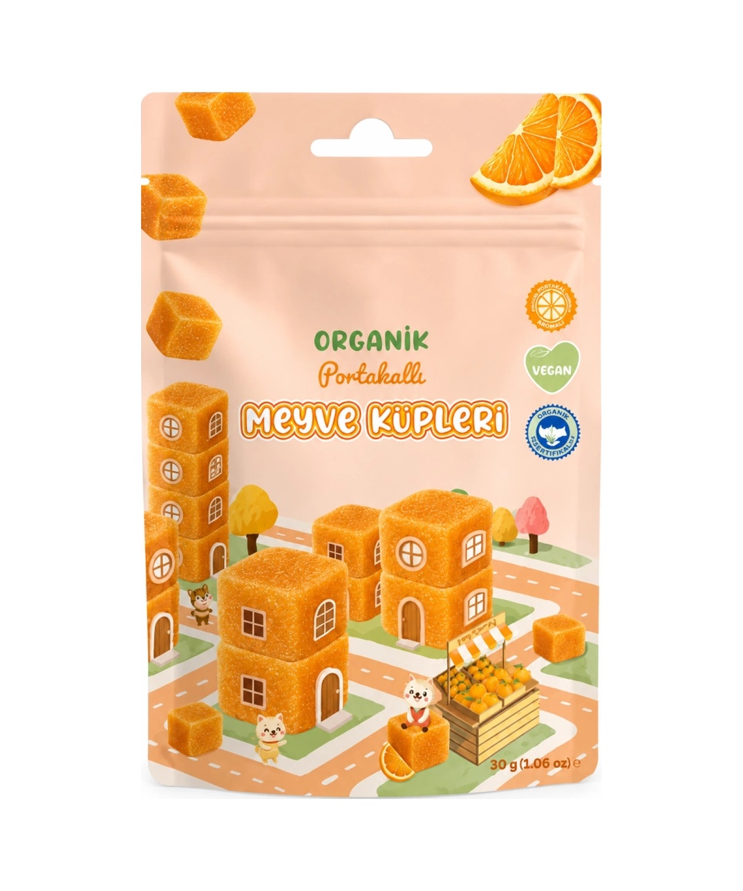 Mey İthalat Natural Organik Portakallı Meyve Küpleri 30gr