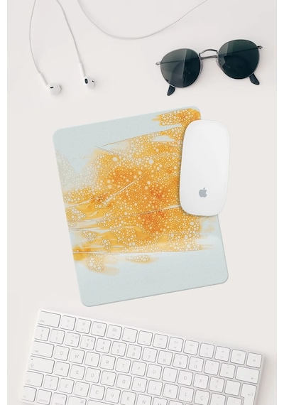 Turuncu Beyaz Desenli Bilek Destekli Dikdörtgen Mouse Pad Mouse Altlığı. Mousepad