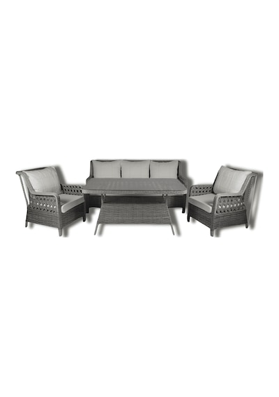 Filamak Rattan Bahçe Balkon Mobilyası 3 1 1 Masa Oturma Grubu Bora Deluxe Gri