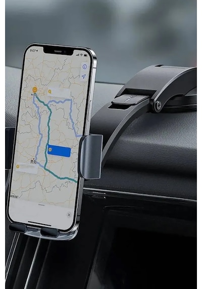 Yapışkanlı 360 Derece Ayarlanabilir Araç Tutucu Vantuzlu Güçlü Araç Telefon Tutucu Ml-211 Siyah