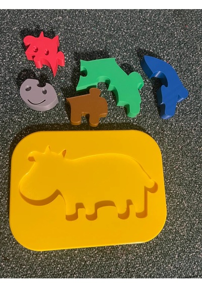 3d Baskı İnek Figürlü Puzzle - Renkli Eğitici Yapboz