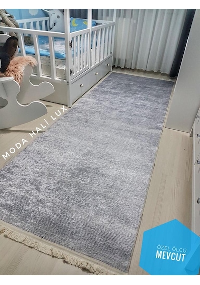 Gri Kaymaz Taban Makinede Yıkanabilir Halı