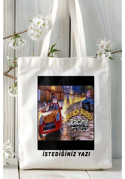 Art Hediye Beach Buggy Racing Oyun Baskılı Bez Çanta Omuz Çantası Kişiye Özel Model 1 Çok Renkli
