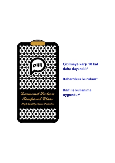 Piili Apple iPhone Uyumlu 15 Pro Max Diamond Glass Ekran Koruyucu Şeffaf