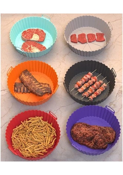 Tr Güncelçarşı Airfryer Silikon Pişirme Kabı 20x5 Cm Bpa İçermez Airfryer Pişirme Kağıdı, Yapışmaz Kolay Te
