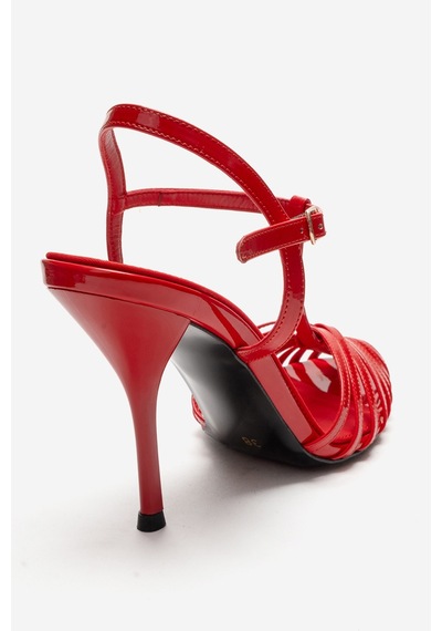 Luvishoes Pasıon Kırmızı Rugan Kadın Topuklu Ayakkabı Kırmızı