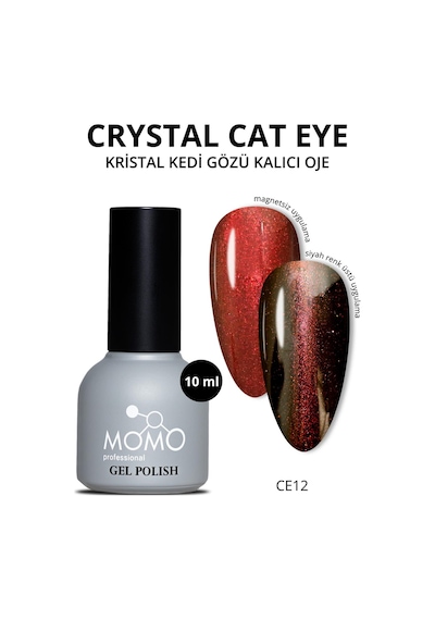 Momo Professional Kristal Kedi Gözü Kalıcı Oje Ce12 Yarı Şeffaf Kırmızı 10 Ml