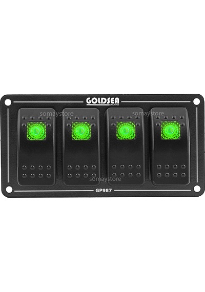 Goldsea Switch Panel Slim Model 4 Anahtar Yeşil Işık