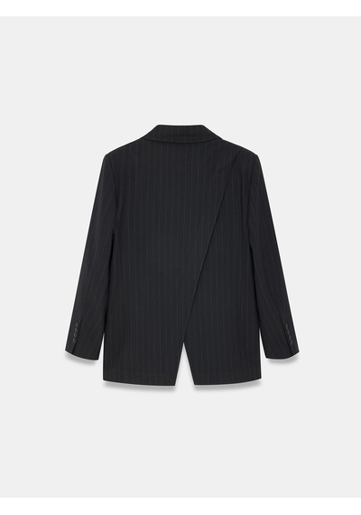 Dilvin 60829 Çizgili Kruvaze Blazer-siyah