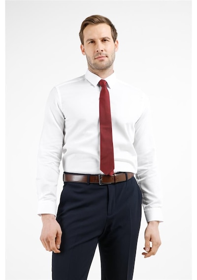 İmza Beyaz Uzun Kol Sert Yaka Kendinden Desenli Pamuk Slim Fit Gömlek 1004255201 M