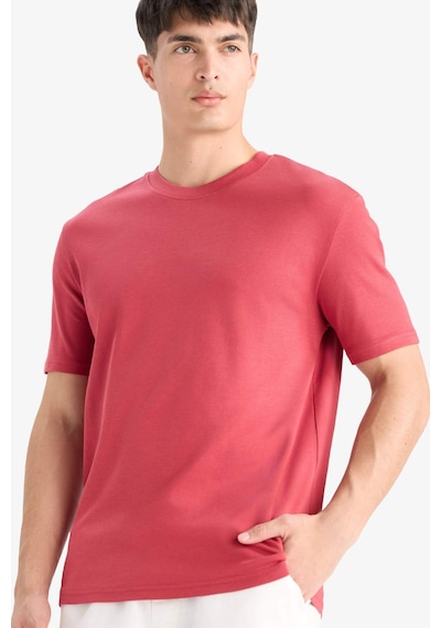 Defacto Regular Fit Bisiklet Yaka Basic Düz Kısa Kollu Tişört E7961ax25aubr238 Bordo