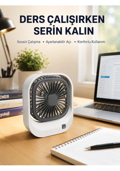 Mey İthalat Şarjlı Masaüstü Fan 3 Kademeli Güçlü Hava Akışı