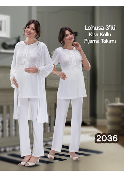 Nehir 2036 Hamile Lohusa 3Lü Pijama Sabahlık Takım (499085904)