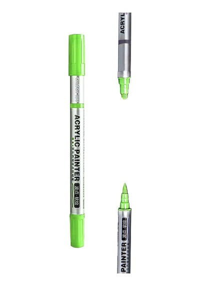 Çift Taraflı Akrilik Marker Kalemi - 1 Adet- Yeşil Karışık
