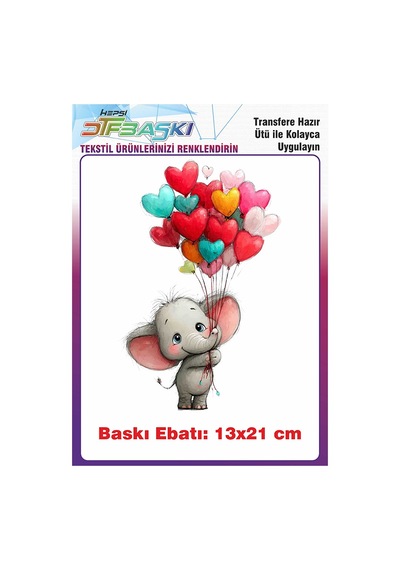 Balonlu Fil Ütü İle Yapışan Tişört Tekstil Baskı 2986