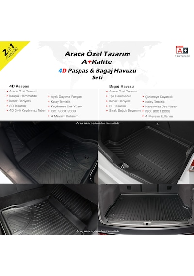 Vw Golf 7 4D Havuzlu Paspas Bagaj Havuzu Seti 2013-2020