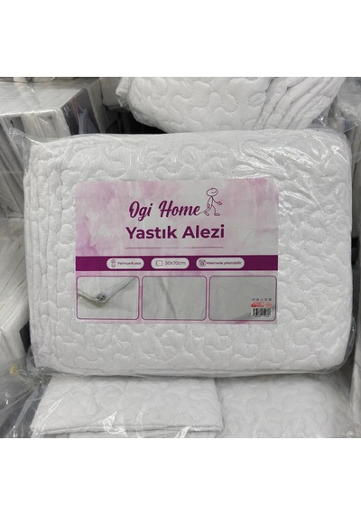 Ogi Home Mikro Kapitone Yastık Alezi 50x70 Cm Mikro Kapitoneli Kumaş Fermuarlı Yastık Alezi Yastık Koruyucu Kılıf Beyaz