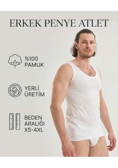 Mercan Erkek Beyaz %100 Pamuklu Penye Askılı Atlet