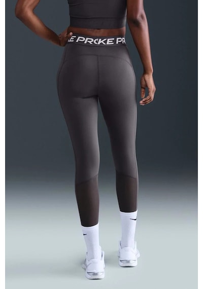 Nike Pro 365 Dri Fit Training Legging Tight Fit Thunder Grey White Kadın File Panelli Spor Tayt Füme