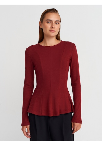 Dilvin 32090 Uzun Kollu Peplum Top-açık Bordo Açık Bordo Dilvin 32090 Uzun Kollu Peplum Top-açık Bordo Açık Bordo