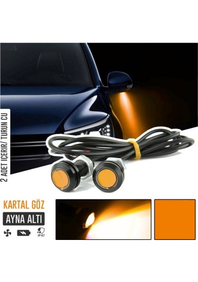Kartal Göz Led Ayna Altı Led Eagle Eye Civatalı Turuncu Renk 18mm Sts Oto Aksesuar