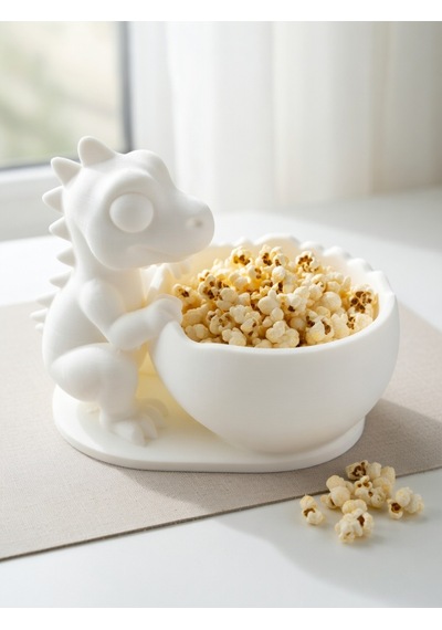 Sevimli Dinozor Figürlü Popcorn Kasesi 3d Baskı - Ejderha Figürlü Mısır Gevreği Atıştırmalık Kabı