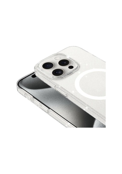 Apple Uyumlu iPhone 15 Pro Max Kılıf Zore M-safe Şarj Özellikli Simli Şeffaf Arka Yüzey Erdos Silikon Kapak Renksiz
