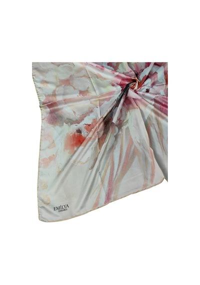 Mim Eşarp Emilya Rayon Çiçek Desenli Eşarp 90x90 Cm Açık Gül Kurusu